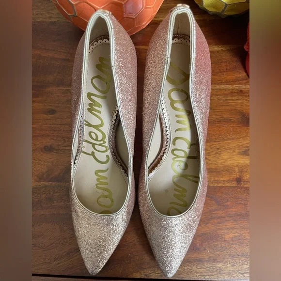 Sam Edelman Sparkly Rose Gold Glitter Pumps - Picture 6 of 10